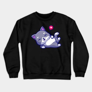 Cute Happy Cat Laying Cartoon Crewneck Sweatshirt